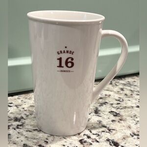Starbucks White Mug with Burgundy 'Grande 16' Logo